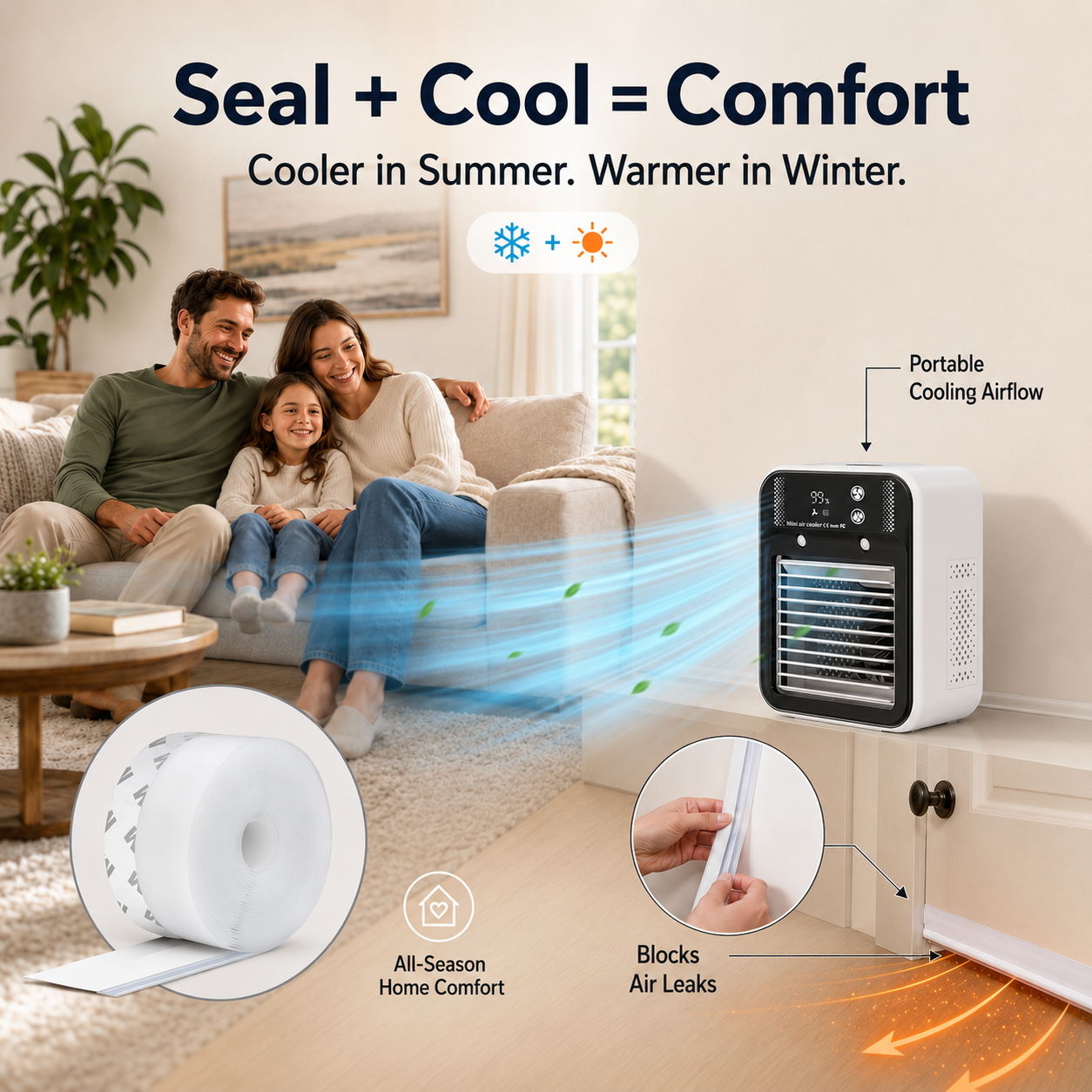 Climora CoolSeal™ Portable Air Cooler & Draft Seal Kit